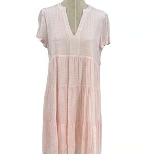 Anthropologie Maeve Tania Sacha Tiered Tunic Dress In Light Blush Size Large
